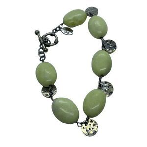 Sparkling Sage Yellow Stone & Sterling Silver Bracelet w/ Toggle Clasp